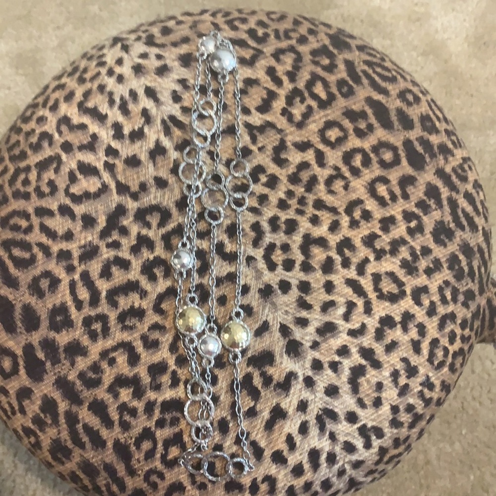 JOHN HARDY STERLING SILVER & 22K PALU BULAN LINK CHAIN NECKLACE 40” L - Picture 2 of 3